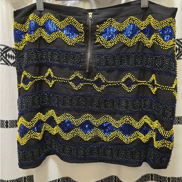 Forever 21 black beaded sequin embellished mini skirt large - Picture 6 of 10